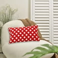 thumbnail image 3 of Christmas Pillowcases, Holiday Cushion Covers, Red and White Polka Dots Plush Jacquard Pillow Cover for Sofa Bed, Soft Durable Polyester Decorative Cushion Case 45x45cm 30x50cm, 3 of 7