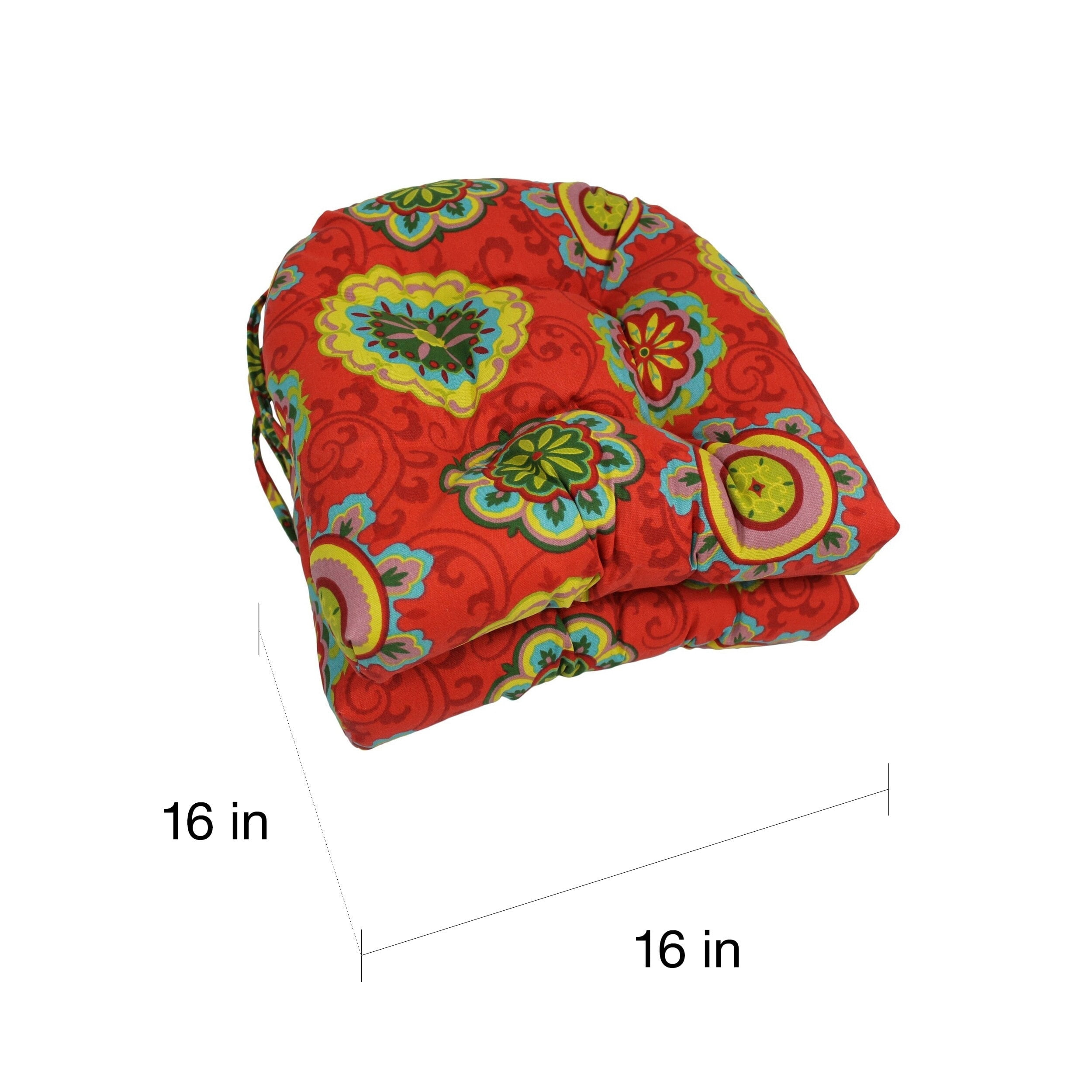 Blazing Needles 16-inch Rounded Back Tufted Indoor/Outdoor Chair Cushions (Set of 4) - 16" Alenia Pompeii