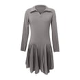 thumbnail image 4 of OSOLU New Solid Color Comfortable Casual Waist Long Sleeve Lapel Dress Women Versatile Sundress Flowy 2025 Elegant Classy Dresses, 4 of 5