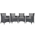 thumbnail image 2 of Modway Summon 4-Piece Rattan Fabric Patio Dining Chairs in CanvasGray Patio Furniture, 2 of 8