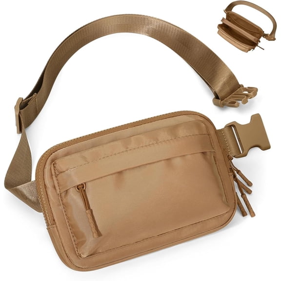 Lenkho Water‑Resistant Nylon Fanny Pack with Detachable Adjustable Strap, Multi‑Zipper Crossbody Waist Bag, Lightweight Chest Pack for Daily Commute, Running, Travel & Outdoor Activities
