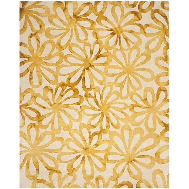 Safavieh Dip Dye Collection DDY527M Handmade Modern Abstract Floral Watercolor Beige and Gold Premium Wool Area Rug (8' x 10')
