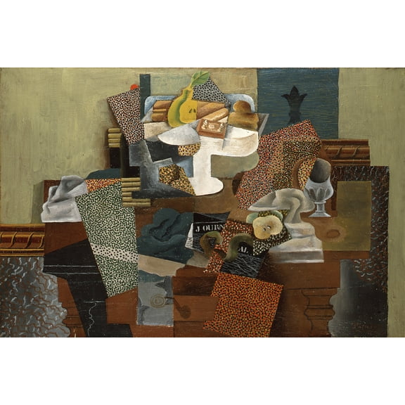 24x36 gallery poster, Still Life with Compote and Glass by Picasso 1914