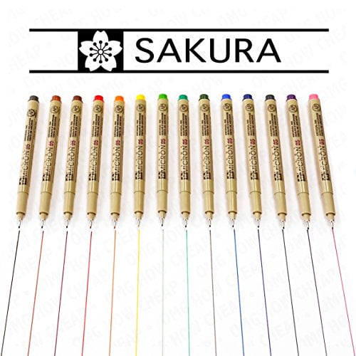 geest Kiwi Mortal Sakura Pigma Micron - Colour Pigment Fineliners - Set of 14 - 0.5mm -  Walmart.com