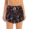 thumbnail image 3 of Uemuo Humming Bird And Tropical Flowers Pattern Women's Athletic Shorts High Waisted Running Shorts with Liner Pockets Gym Elastic Workout Shorts-Medium, 3 of 9