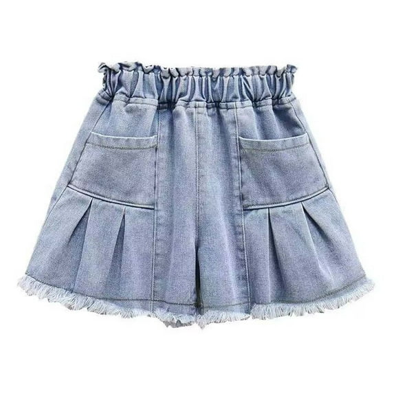 Kovlvoll Toddler Girls Clothes Summer Denim Shorts Thin Elastic Waist Solid Color Fashion Skirt Short Jeans
