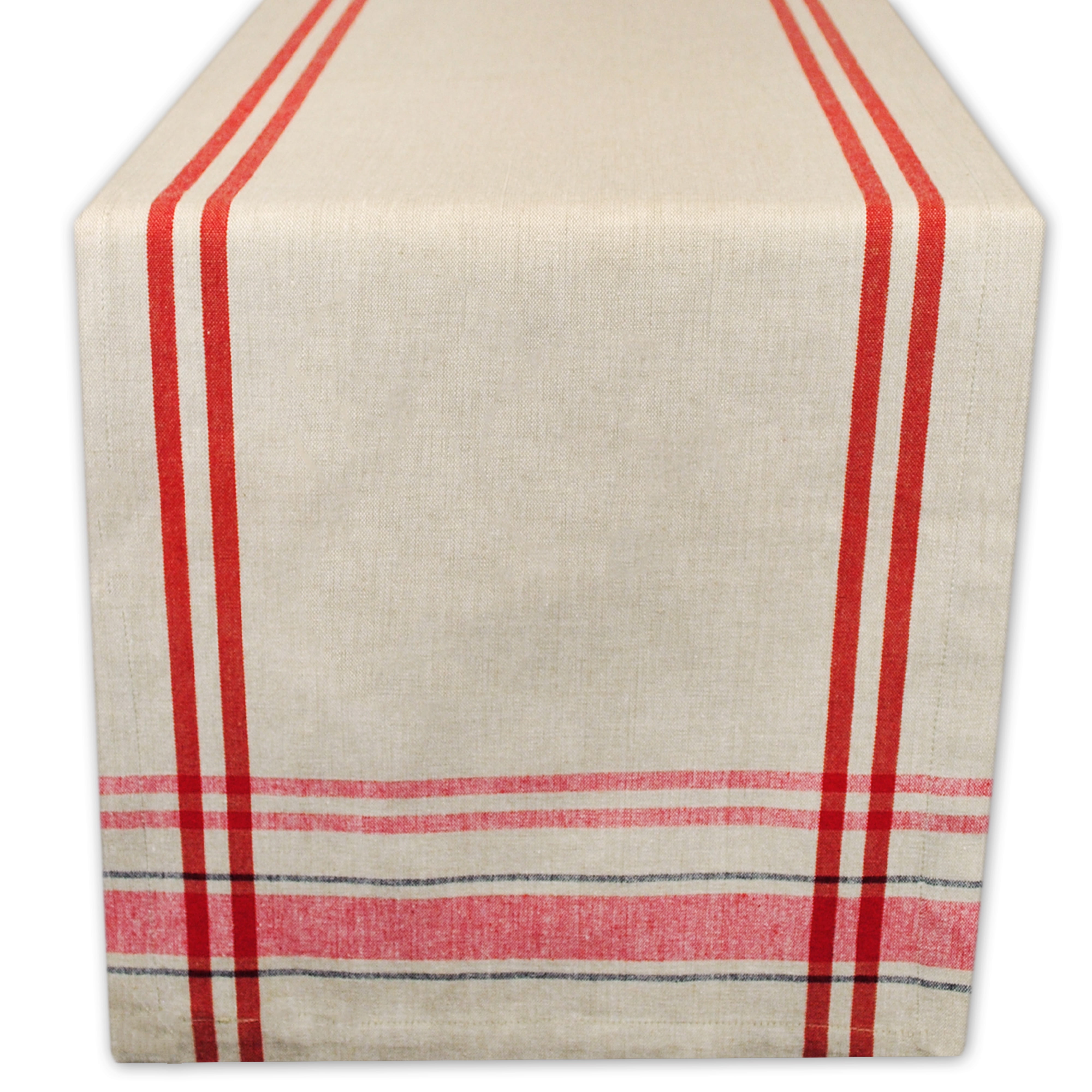 DII Red French Stripe Table Runner, 108"x14", 100 Cotton
