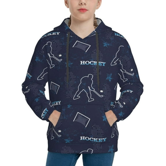 Easygdp Hockey Players Boys Hoodie Kids Sweatshirt Youth Pullover With Hood-X-Large