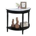 thumbnail image 2 of Convenience Concepts French Country Half-Round Entryway Table with Shelf, White Faux Marble/Black, 2 of 5