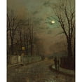 thumbnail image 2 of John Atkinson Grimshaw 15x17 Gold Ornate Wood Frame and Double Matted Museum Art Print Titled - A Wet Road, Knostrop, Yorkshire (1886), 2 of 4