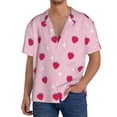 thumbnail image 3 of Xecao offers the Strawberry And Heart for Men's Casual Short-sleeved Shirt, a button-up collared shirt with a pocket, perfect for beach vacations and yacht travel in the X-Large size., 3 of 7