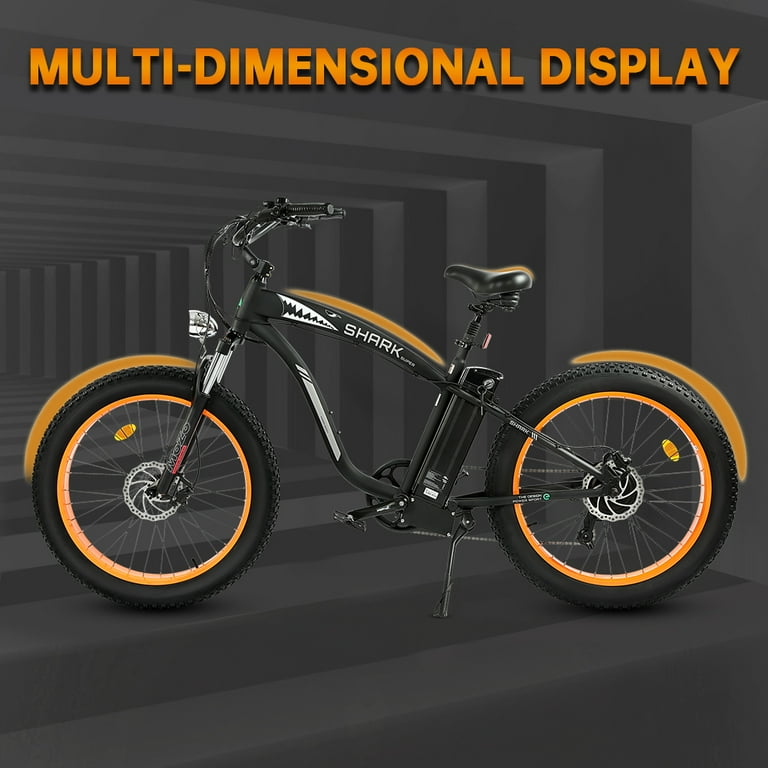Ecotric Motorized Fat Tire Electric Bicycle 26 In. Aluminum Frame Suspension Fork Beach Snow Electric Mountain Bicycle 750 W Motor 48 V 12.5 AH Removable Lithium Battery Orange A E516646 Walmart