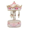 thumbnail image 3 of Carnival Merry Go Round Princess Pink Royal Horse Ponies Musical Carousel Statue, 3 of 6