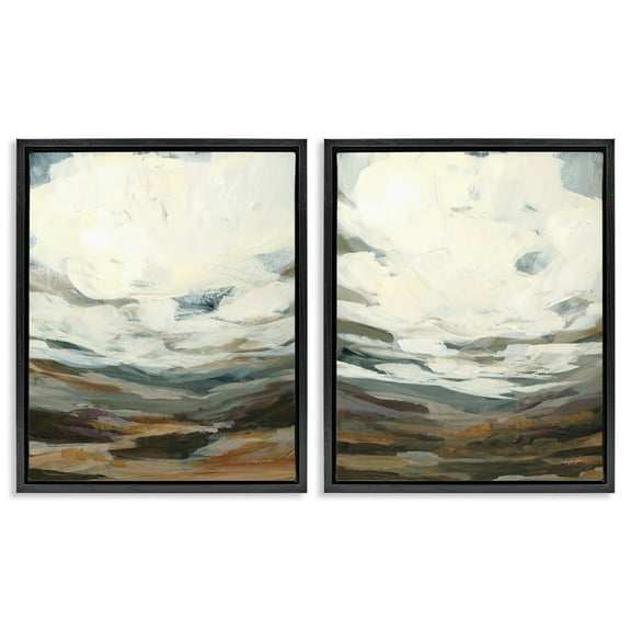 Stupell Industries Overcast Timber Thicket Abstract Painting Black Floater Framed Canvas Art Print Wall Art, 17 x 21, Set of 2
