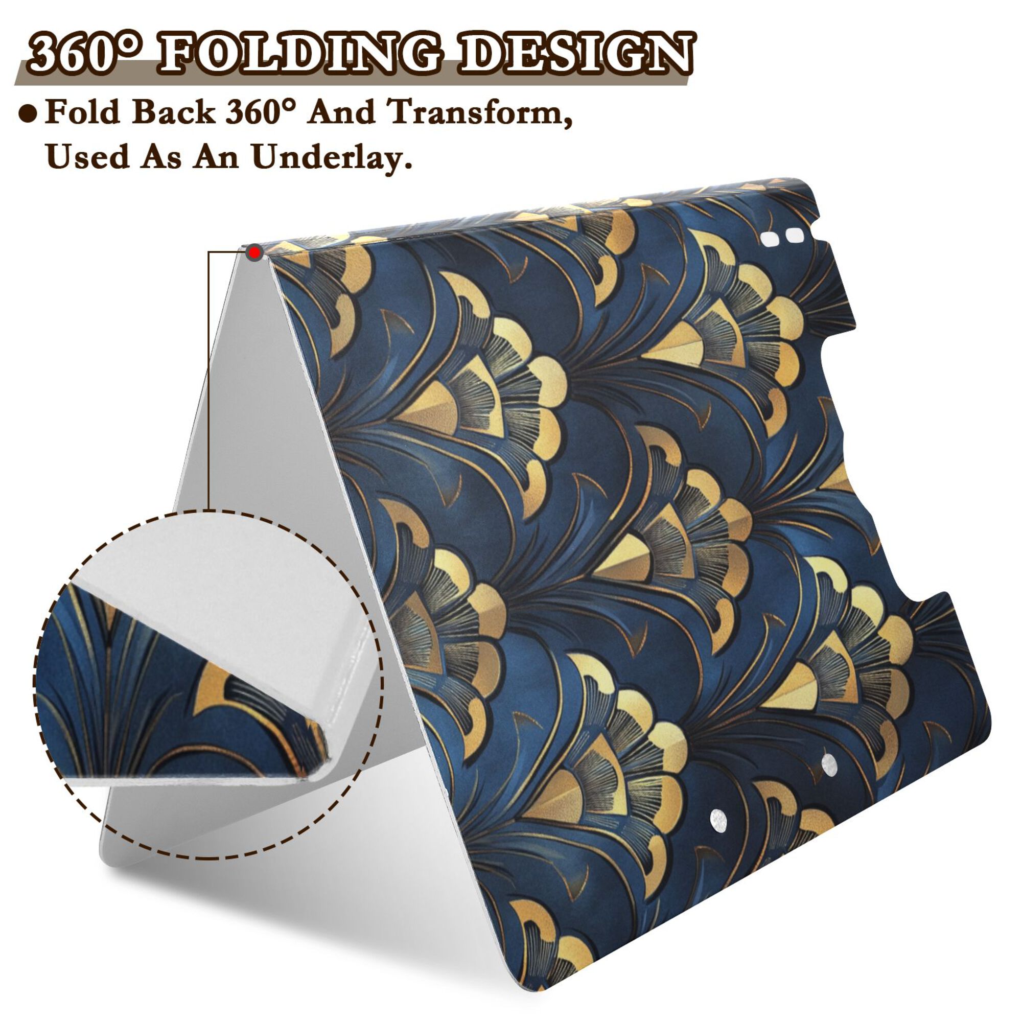 FORMRS A4 Clipboard Folder with Pen Holder Horizontal Foldable School Office Binder, Blue Art Pattern