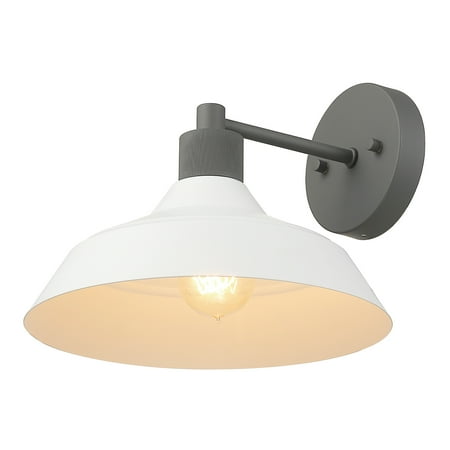 

Globe Electric Sutton Matte White Outdoor Indoor Wall Sconce with Graphite Accents and Textured Socket Detail 44842
