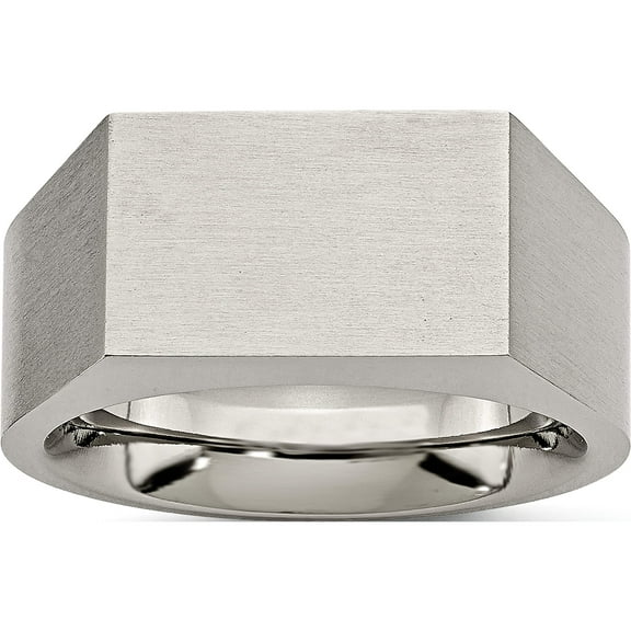 Titanium Brushed And Polished Signet Ring (Size 9) Made In China tb425-9
