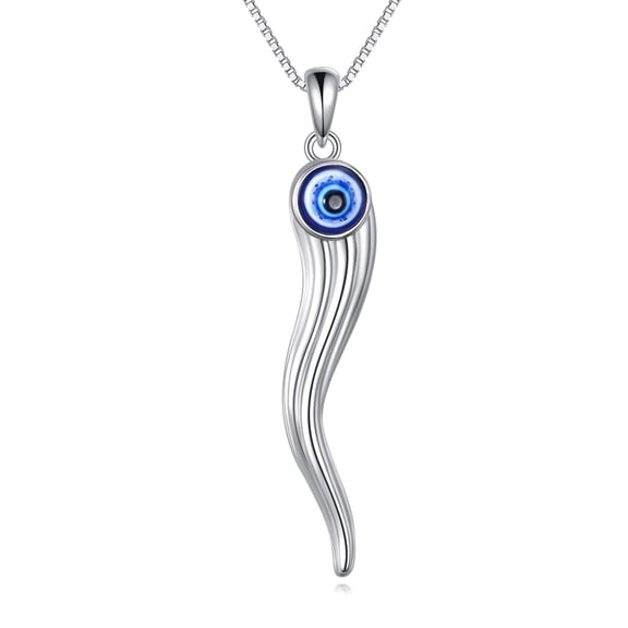 Italian Horn Necklace 925 Sterling Silver Evil Eye Pendant Necklace Italian Cornicello Jewelry Gifts for Women Friend