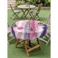 thumbnail image 4 of Outdoor Tablecloth with Umbrella Hole for Patio/Picnic/Party/Camping, Purple Grey Ombre Waterproof Table Cloth Round Cover Washable, Abstract Art Modern Polka Dot Striped (Dia 60"), 4 of 9