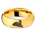 thumbnail image 2 of Tungsten Train Trains Transportation Cargo Rail Band Ring 7mm Men Women Comfort Fit 18k Yellow Gold Dome Polished, 2 of 4
