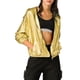 thumbnail image 2 of Chaqueta Brillante de Mujer Inspire Chic de Manga Larga Ligera con Cremallera y Capucha Metálica XS Dorada, 2 of 8