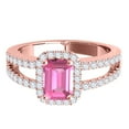 thumbnail image 2 of Mauli Jewels Rings for Women 2.70 Carat Diamond and Emerald Shaped Pink 4-prong 10K Rose Gold, 2 of 7