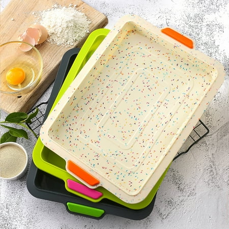 

Pengpengfang Rectangle Non-stick Cake Bread Silicone Baking Tray Pan Mold DIY Bakeware Tool