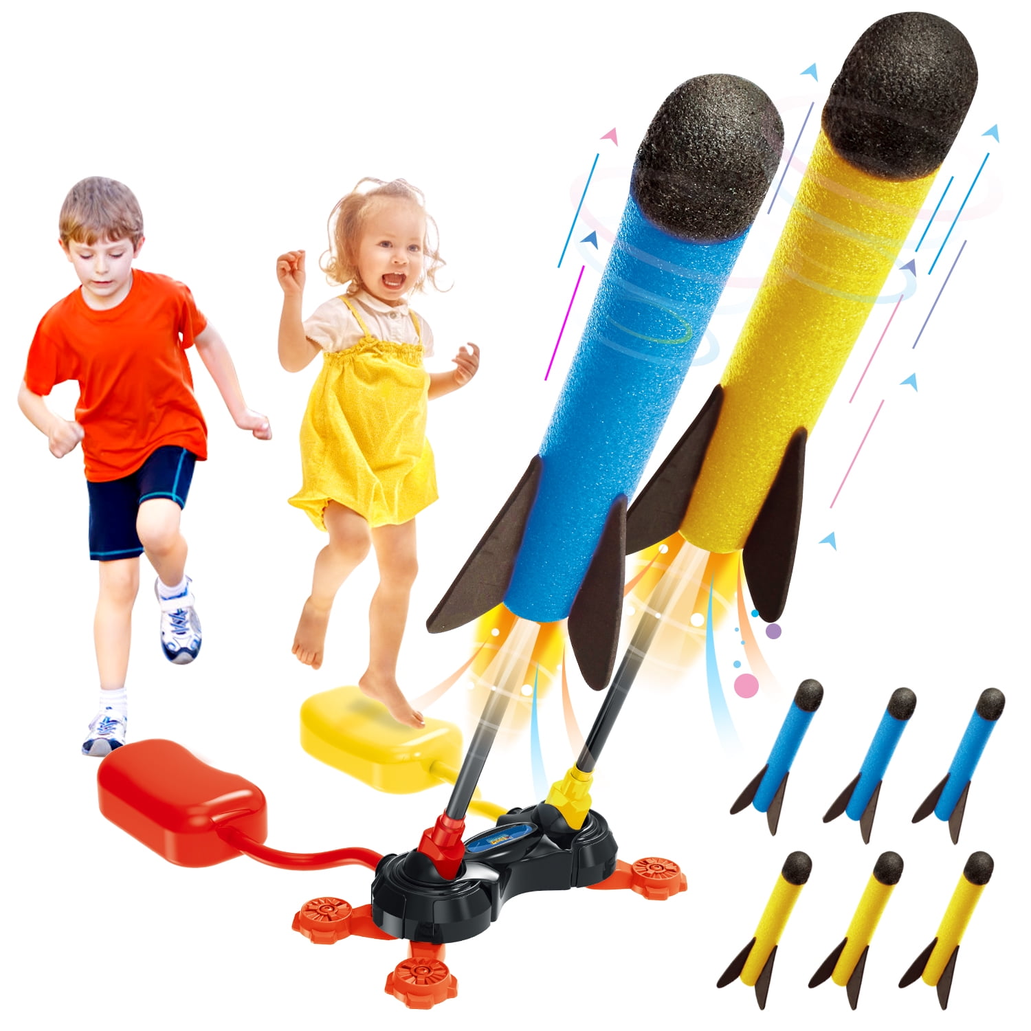 Growsly Dual Rocket Launcher Air Rocket Outdoor Toys Gifts Includes 6