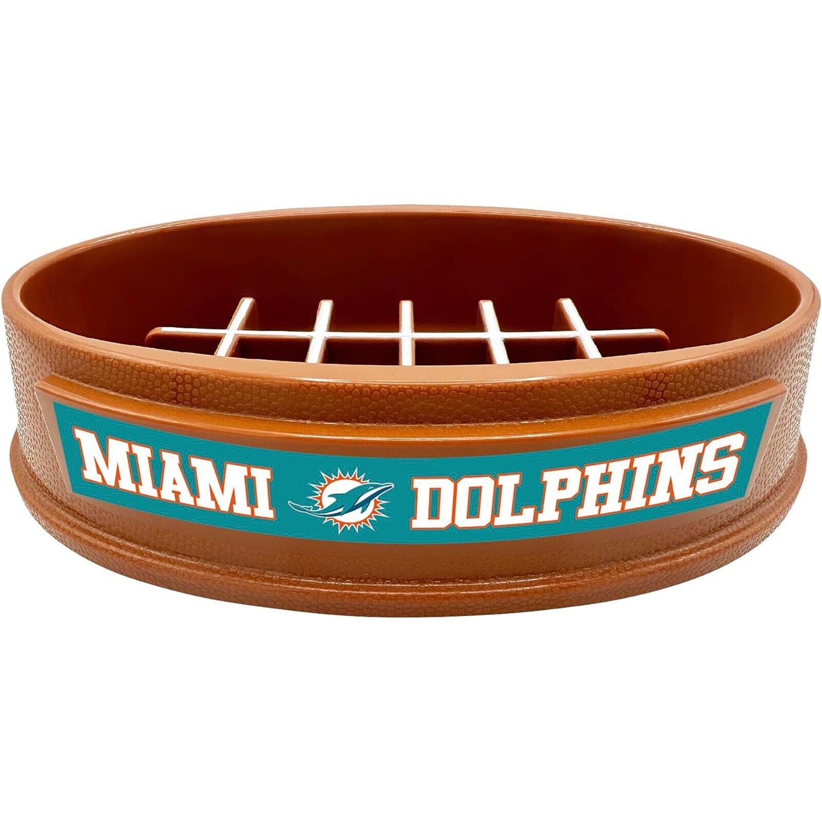 Pets First NFL Miami Dolphins Super-Bowl Slow Feeder Bowl for Dogs and Cats, Football Design for Healthy Digestion, Non-Slip, for Large & Small Pet