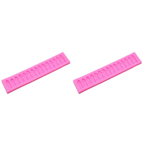 2pcs Fence Silicone Molds Cake Decorating Tools Bakeware Cupcake Dessert Chocolate Fondant Mold (Pink)