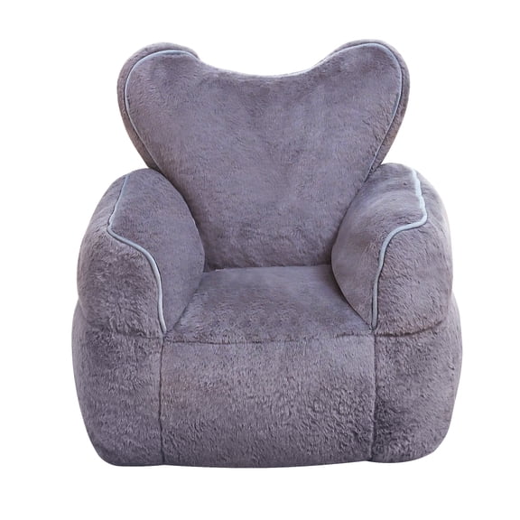 Heart-Shaped Kids Faux Fur Bean Bag Chair , Cozy & Stylish Lounger for Little ones ,Read and Relax Chair for Children(Grey)