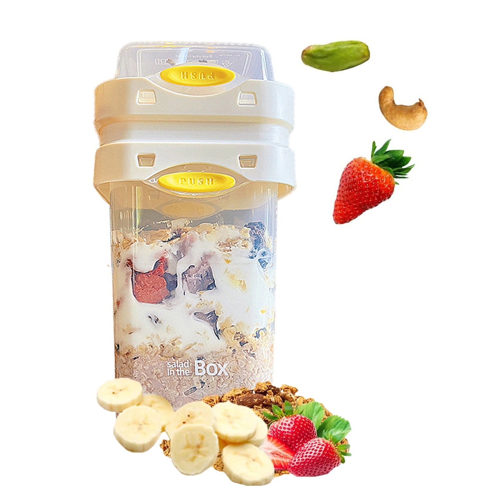 Homelife Portable Yogurt Cup with Spoon Reusable Snack Container Multifunctional Parfait Jar BPA-Free Milk Jar with Separate Compartment