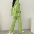 thumbnail image 6 of Women's 2 Piece Outfits Oversized Dressy Blazer Jacket Wide Leg Pants 2025 Fall Business Casual Office Work Suit Sets (XXL, Green), 6 of 6