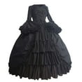 thumbnail image 4 of HXWCHs Solid Color Gothic Victorian Court Dress Women's Vintage Fitted Waist Party Gown Black XXXXXL, 4 of 4