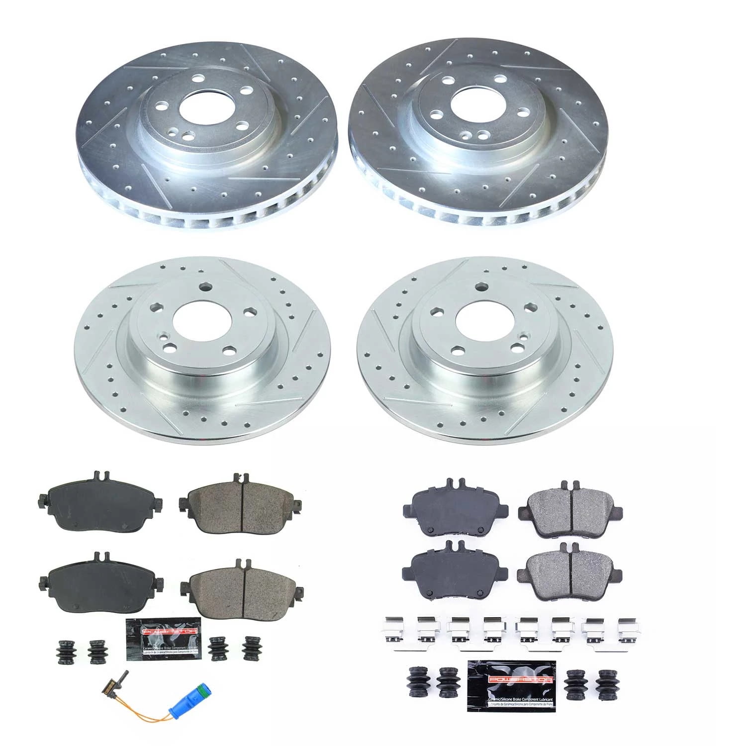 PowerStop Front and Rear Z23 Evolution Sport Carbon-Fiber Ceramic Brake Pad and Drilled & Slotted Rotor Kit Fits: INFINITI MERCEDES-BENZ Select Models K8262