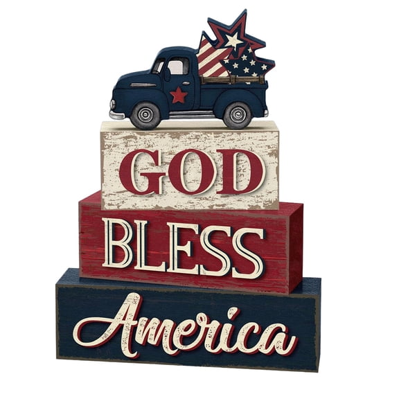 Americana decor, Patriotic decor, Tiered Tray decorations Set, Distressed Painted Wood, Vintage Shelf decor, Tray decor Items, Shelf decorations, 4 Pc