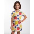 thumbnail image 3 of Girls Chic Casual Short Sleeve Dress Casual Fit Summer Dress All-Day Comfort Daily Wear for Little Girls Age 5-10 Crewneck, 3 of 6