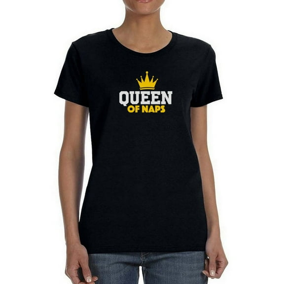 Queen Of Naps Cool Design Graphic Women Black T-Shirt, Female Small