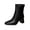 Black, variant on Beige Ladies Winter Booties Square Toe High Block Heel Back Zip Pu Leather Casual Ankle Boots Comfort Dress