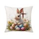 thumbnail image 2 of Funda de cojín de lino con estampado de conejo y huevo de Pascua | Funda de cojín decorativa de 45 x 45 cm para sofá, dormitorio | Decoración de Pascua para el hogar, 2 of 6