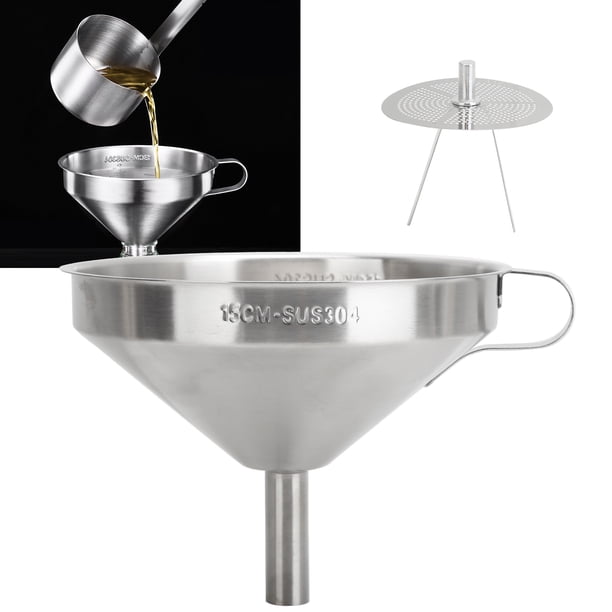 Embudo de Metal para Cocina Juego de Embudos de Acero Inoxidable con Filtro de Aceite Embudo con Pantalla de Filtro Desmontable para Filtrar Líquidos de Transferencia de Residuos ANGGREK Otros