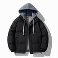 thumbnail image 2 of LpwkSSA Men's Winter Puffer Jacket Warm Casual Fashion Faddish Puffer Coat Solid Long Sleeves Zipper Hooded Outwear Outdoor Sports Coat Jacket Black XXL, 2 of 4