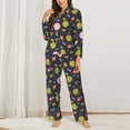 thumbnail image 2 of Rateoe Frog And Flowers Pattern Womens Pajamas Set Long Sleeve Sleepwear Button Down Nightwear Soft Cotton Pj Lounge Sets-Large, 2 of 7