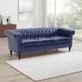 thumbnail image 3 of Chesterfield 3 Seaters Faux Leather Sofa, Upholstered Button Tufted Couch with Nailhead Trim Square Arms Removable Cushions and Solid Wood Legs, for Living Room Office Apartment, 3 of 9