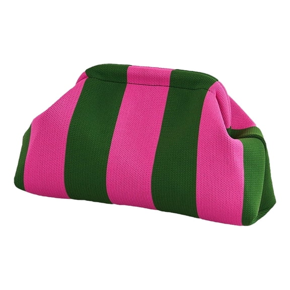 AMVKLX Crochet Bags for Women Summer Beach Bag Lemon Crochet Bag Dumpling Striped Ruched Cloud Purse Evening Handbag Pink
