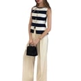 thumbnail image 2 of Women's Tank Tops Striped Sleeveless Button Front Knit Vest Summer Open Cardigan XL, 2 of 9