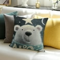 thumbnail image 3 of ZFLMY Merry Christmas Bright Decorative Throw Pillow Covers Polar Bear Penguin Navy Blue Cushion Case Decor, Winter Snowflake Holiday Home Decoration for Sofa Couch 18x18in, 3 of 5