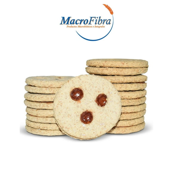 Galleta Carita de Fresa Macrofibra Integral Reducido en Azucar Vegano sin Lactosa Macrobiotico E Integral 3 Paq c/10 Pzas