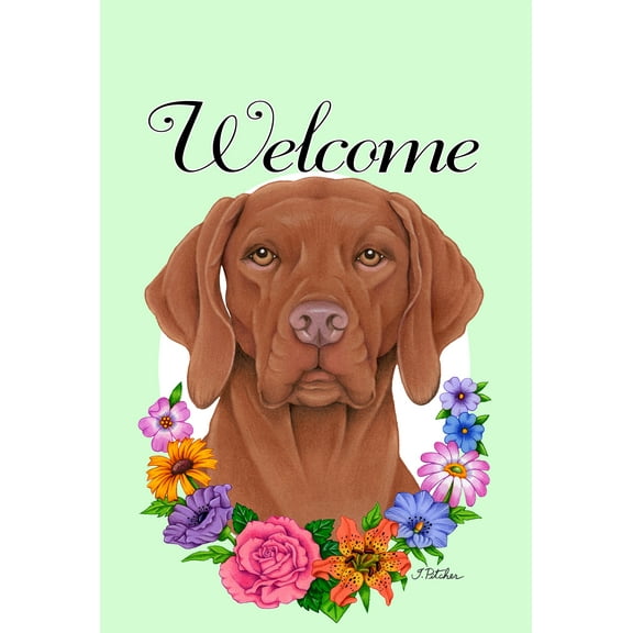 Vizsla - Best of Breed Welcome Flowers Garden Flags