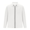 thumbnail image 2 of HOOMEUMY Mens Waffle Jacket Slim Fit Design Casual Workout Long Sleeve Clothes Fashion 2025 Trendy Classic Solid Coat Turndown Collar Jacket White XL, 2 of 4